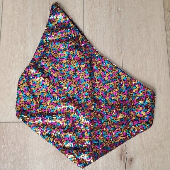 Rue 21 Womens One Shoulder Halter Top Size S Sequin Tank Club Disco Party RARE - Picture 8 of 11